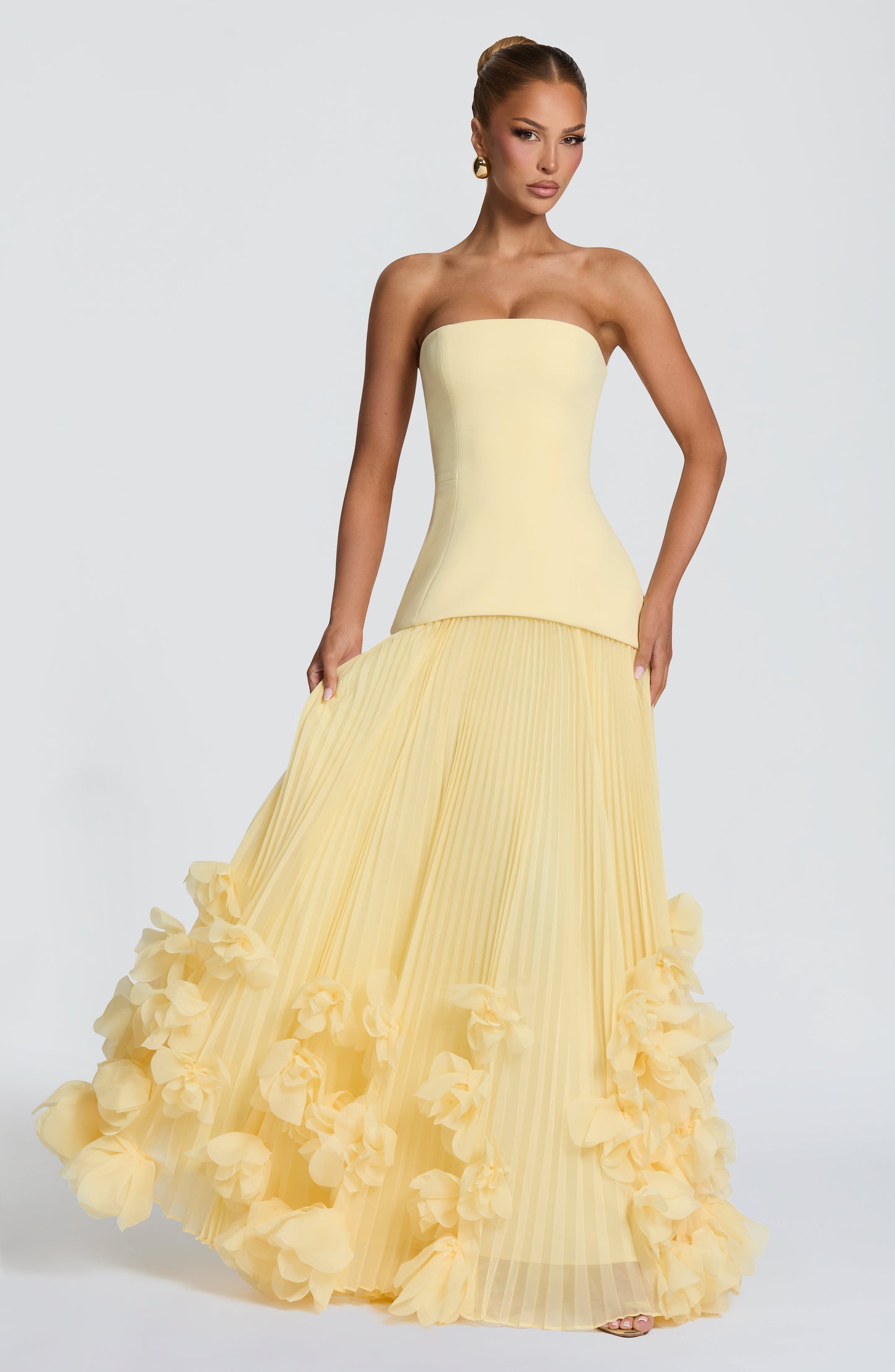 Delphine Floral Gown - Lemon