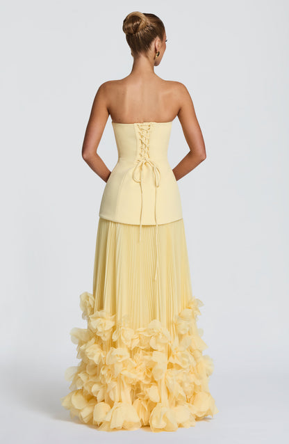 Delphine Floral Gown - Lemon