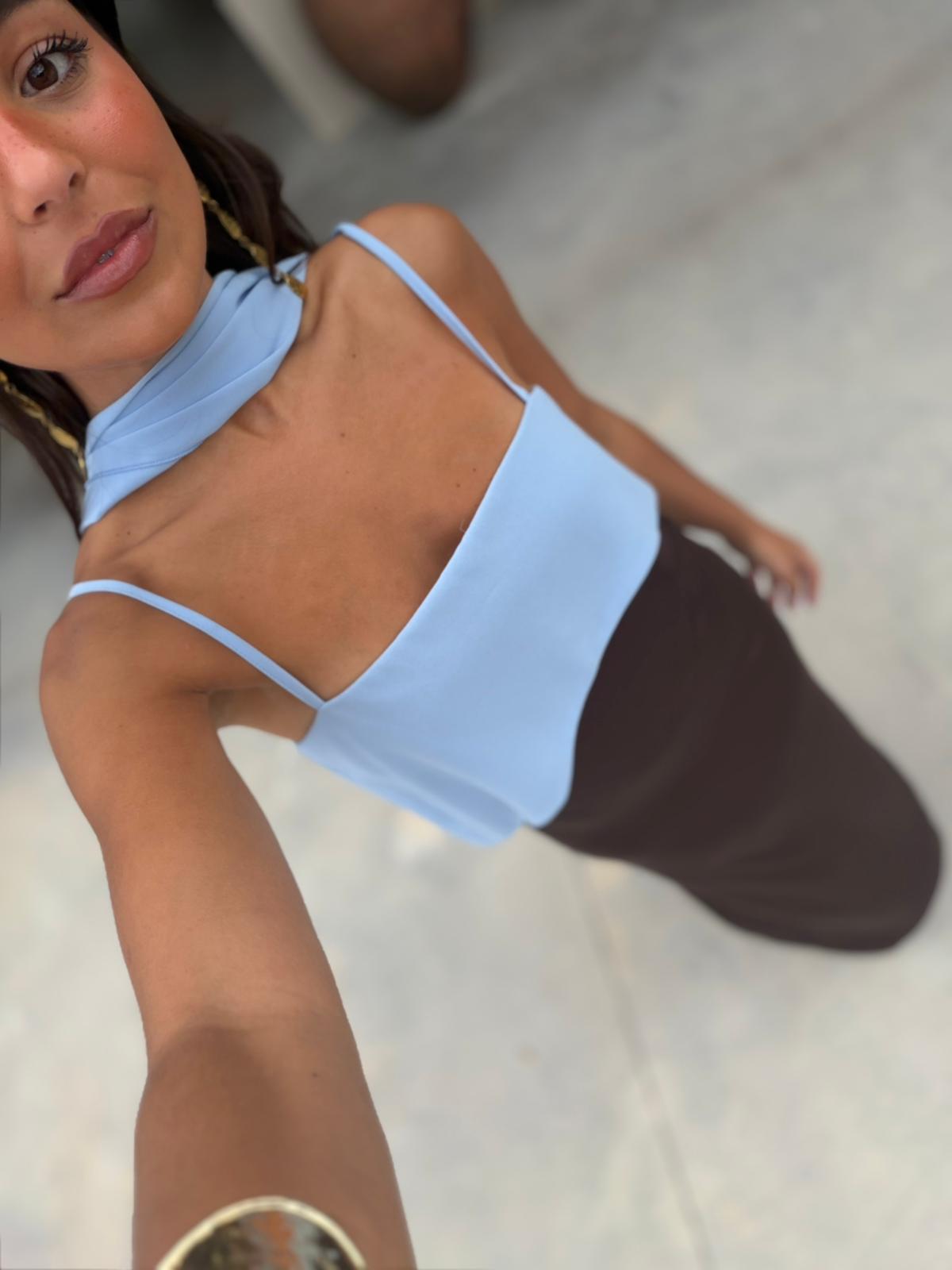 Viviana Dress - Brown & Blue