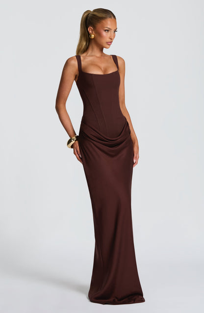 Cornelia Maxi Dress - Plum Brown Dress Babyboo Fashion Premium Exclusive Design