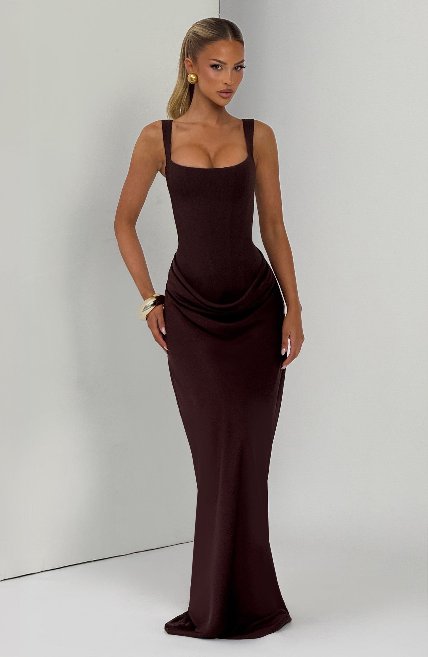 Cornelia Maxi Dress - Plum Brown Dress Babyboo Fashion Premium Exclusive Design