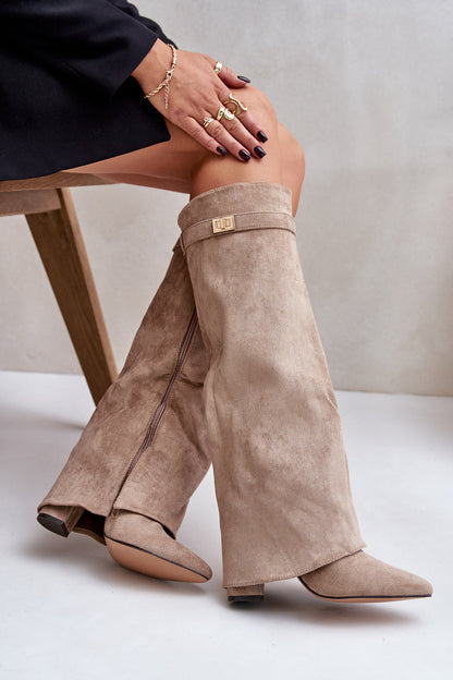Botas rectas de ante Elene - Beige