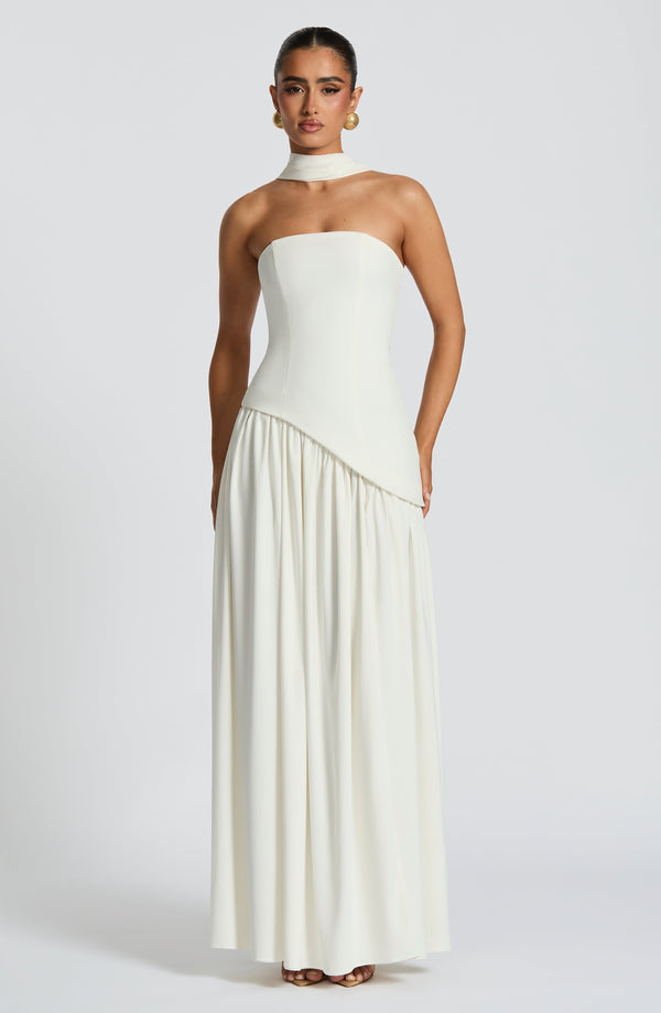 Maliyah Maxi Dress - Ivory Dress Babyboo Fashion Premium Exclusive Design