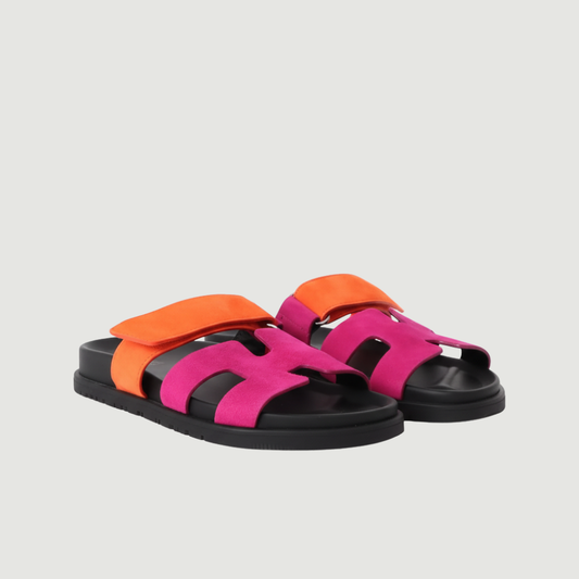 Noma Sandals - Suede Orange & Pink