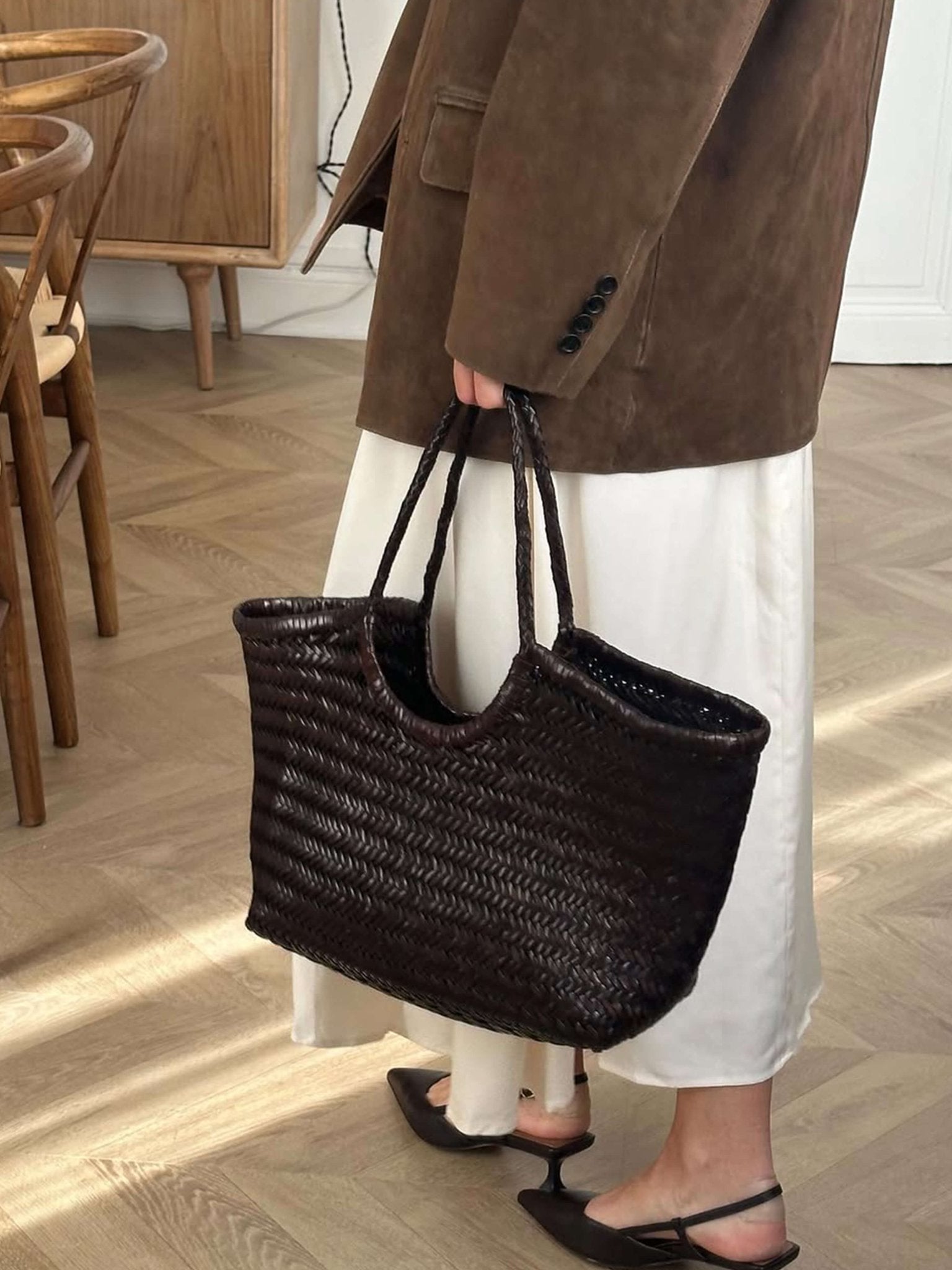 SEAME - Rica Woven Faux Leather Bag Black Regular